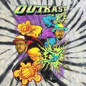 OutKast Graphic Men White Tie Dye Short Sleeve T-Shirt Sz XL